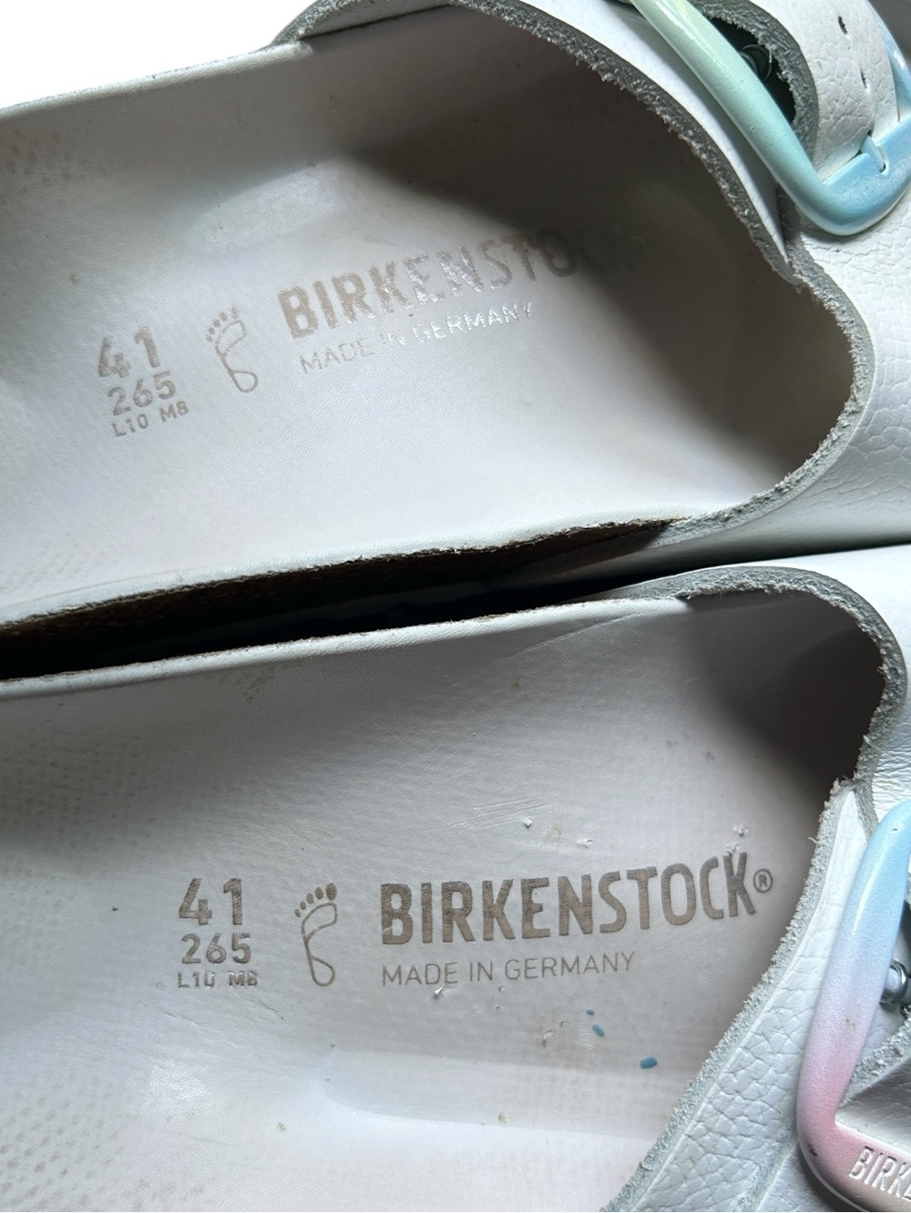 Birkenstock Madrid Rainbow Big Buckle White Leather Size EU 41 - Picture 8 of 15